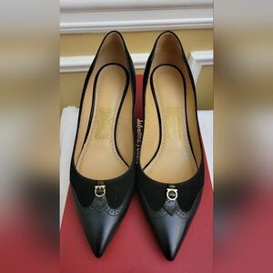 Salvatore Ferragamo Black & Suede "Neissa" Heels Size 6.5